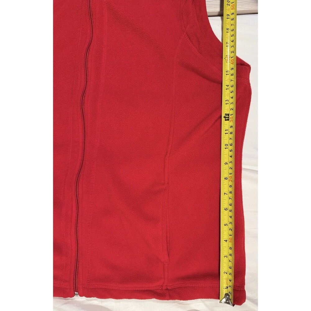 Laura Scott Women Fleece Vest Full Zip Pockets Sleeveless Red Womens XL Cozy EUC - Picture 15 of 16